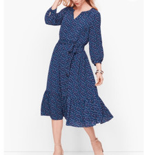 Talbots PRINT FLOUNCE HEM DRESS