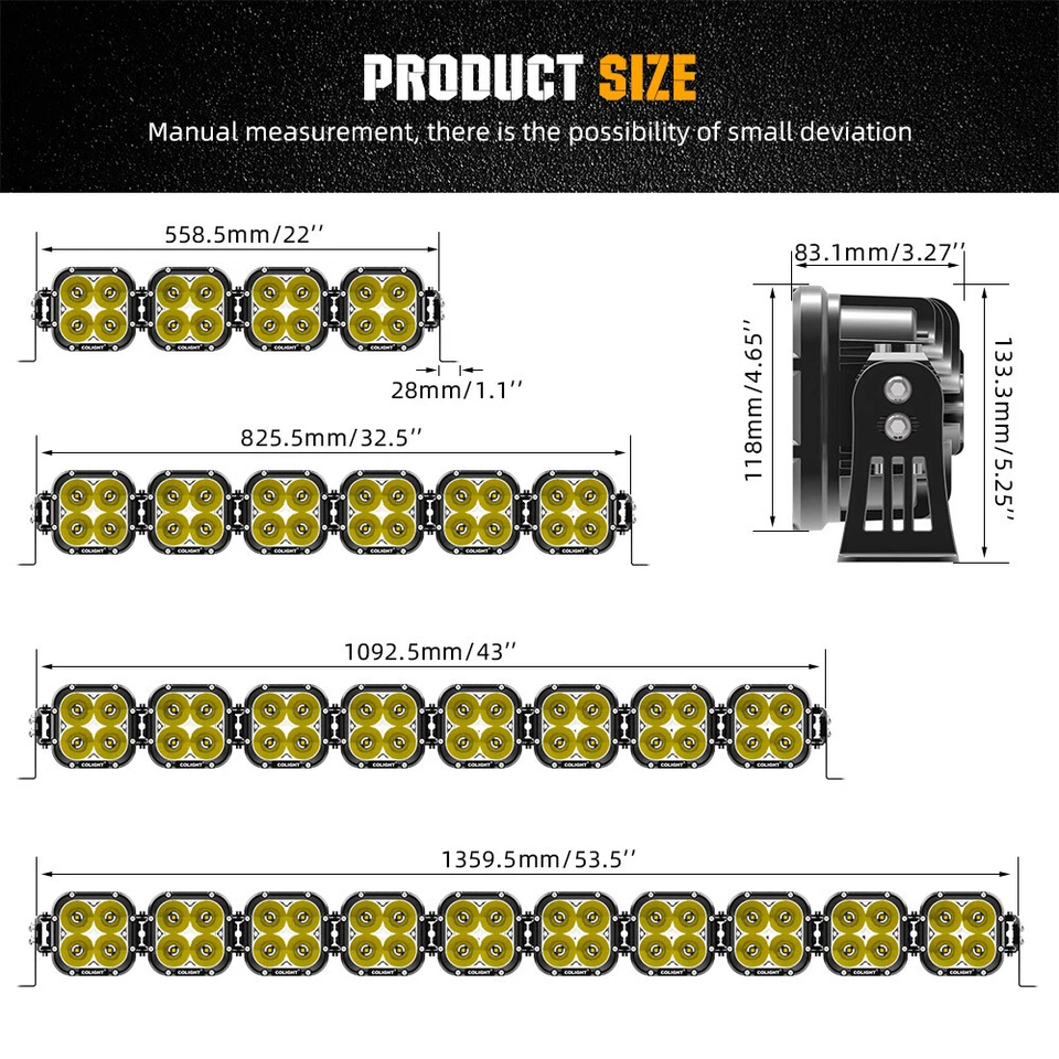 Barra de luz LED 22" 32'' 42'' 52" vinculable 30000lm 4x4 luz antiniebla de conducción todoterreno Foto 2 de 4