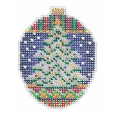 Icy Evergreen Cross Stitch Ornament Kit Mill Hill 2018 Beaded Holiday