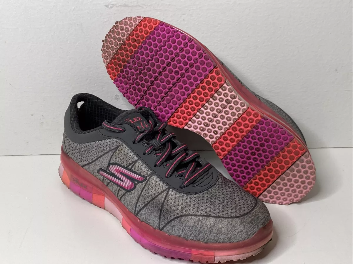 Skechers Womens GoFlex Walk Shoes Sneakers Size 7.5 Gray Pink