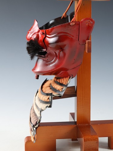 Vintage Japanese Samurai Red Menpo -Wearable- Marutake Product Tsushima - Picture 8 of 17