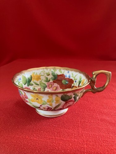 c 1920 Hammersley & Co trio #9 "Queen Anne" chintz pattern #13166 A/F - Picture 4 of 10