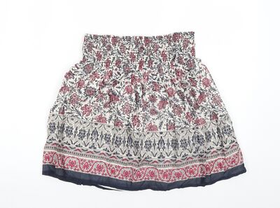 Zara Womens Cotton Blend Skater Skirt Size M Elasticated Wai