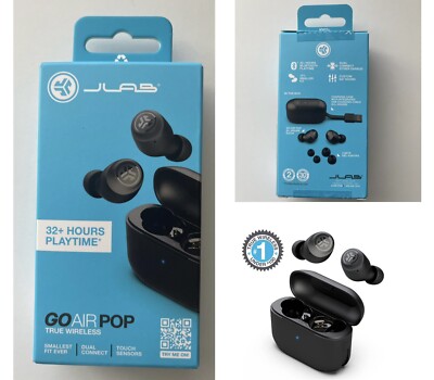 JLab Go Air Pop True Wireless Bluetooth Earbuds Charging Case Black  812887017183|
