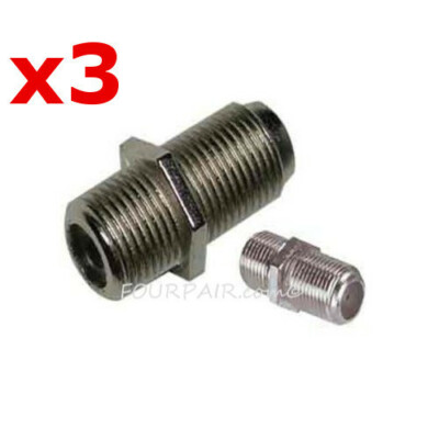 F Type Coax Coaxial Cable Coupler Female Jack Adapter Connector - 3 Pack Lot
