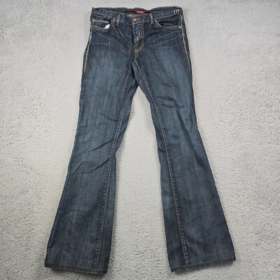 David Kahn Jeans Womens 27  Blue Denim Bootcut Distressed Stitch Stretch Medium
