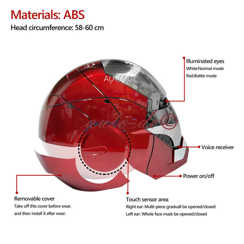Die meisten! AUTOKING Iron Man Helm MK5 MK7 Helmet Vollautomatisch Voicecontrol - Bild 4 von 4