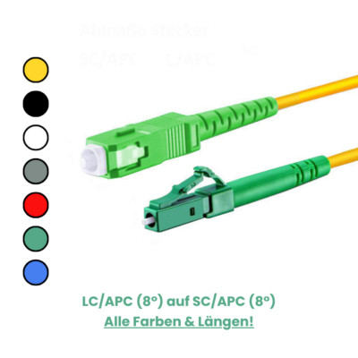 Glasfaserkabel 0,25m-75m LCA SCA (8°) SIMPLEX CONBIC  Telekom FritzBox