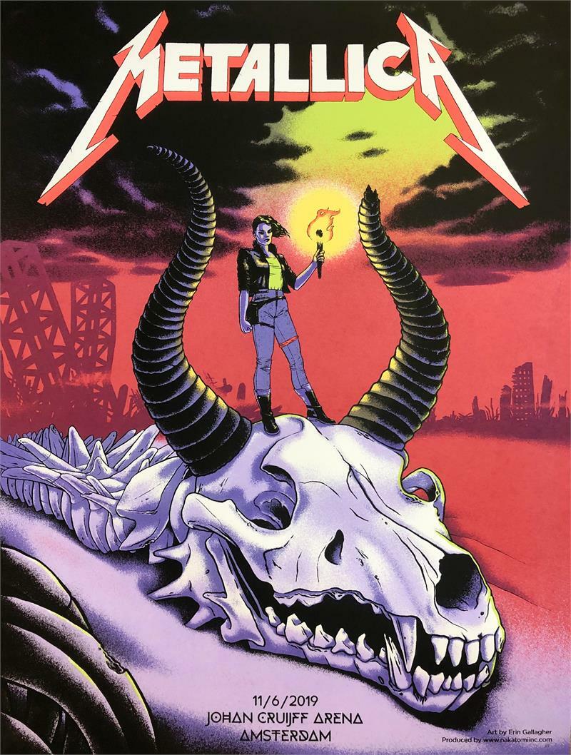 METALLICA 2019 AMSTERDAM CONCERT SILKSCREEN NAKATOMI POSTER BY