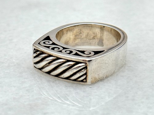 Chunky BRIGHTON Sterling Silver Raised Fluted Scroll Band Ring Size 9 - 第 1/4 張圖片