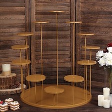 29 in Gold 12 Arm Tiered Round Metal CUPCAKE HOLDER Dessert Display Stand Party