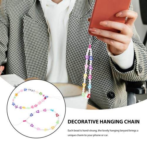 2 Pcs Mobile Phone Chain Miss Lanyard for Cell Beaded Charms Strap - 第 2/12 張圖片
