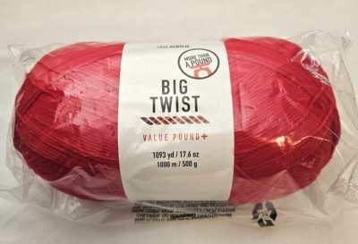 Big Twist Value Pound Plus Yarn - Varsity Red - Dye Lot# 44/6558- 17.6oz