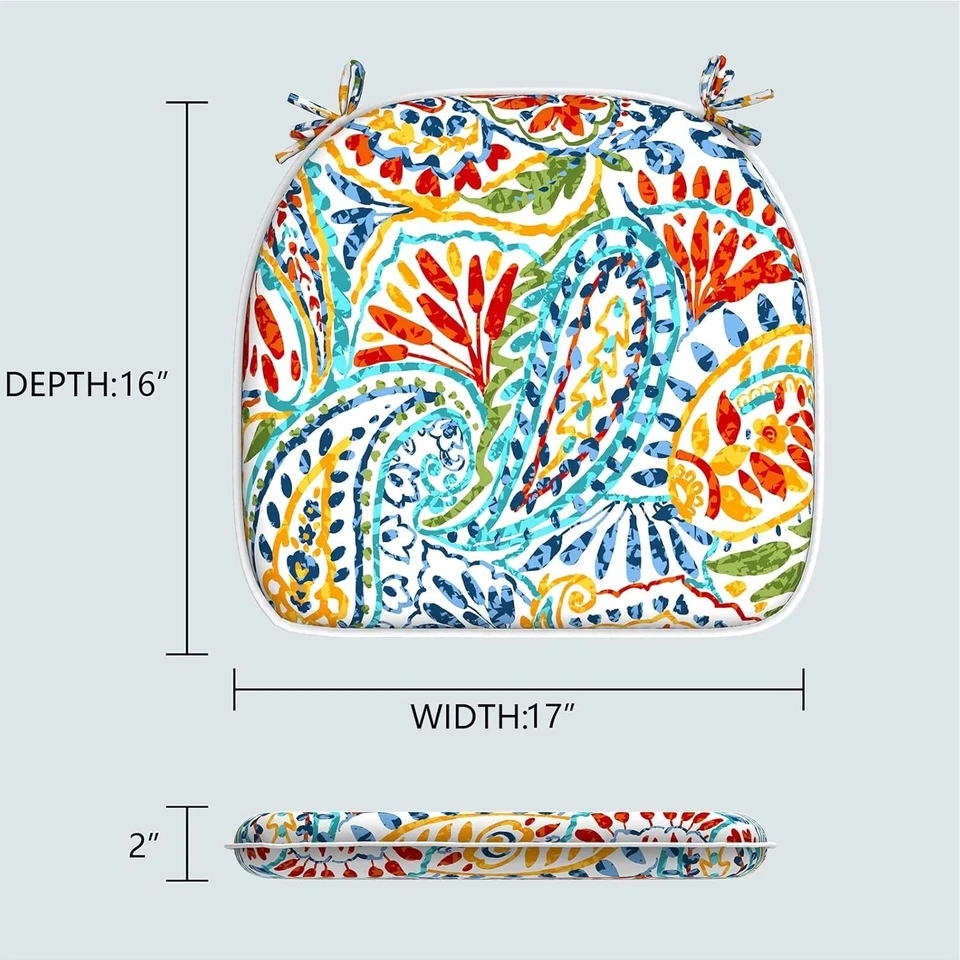 Versátil paquete de 2 cojines acolchados para sillas, 16x17 pulgadas, cachemira tropical Foto 4 de 4