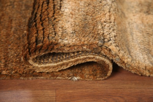 Nature Print Brown Moroccan Transitional Area Rug 5'x7' Jute Hand-knotted Carpet - Picture 11 of 12