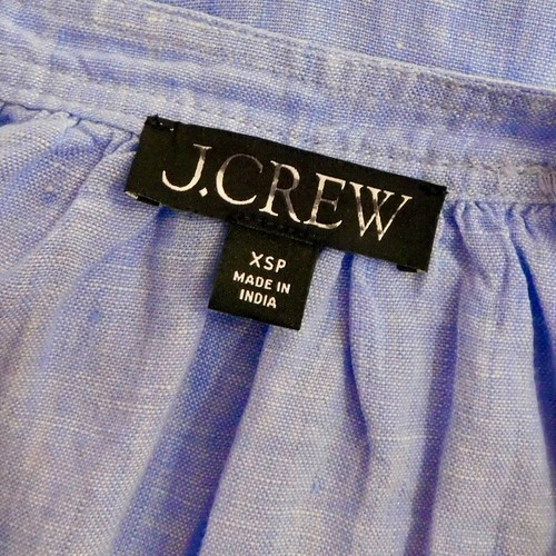 ¡¡NUEVO!! J. Vestido CREW Cabana Azul Francés Lino Midi Corbata Cintura Bolsillos XSP X-Pequeño - Imagen 13 de 15