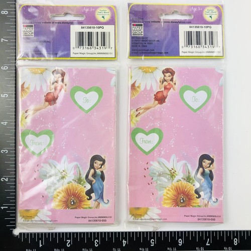 LOT OF 2 DISNEY TINKER BELL 20 TREAT SACKS VALENTINES DAY = 40 TOTAL BAGS - Picture 2 of 2