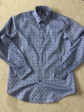 HUGO BOSS Men's Size L Regular Fit Blue W/Red Paisley Print Long Sleeve Shirt