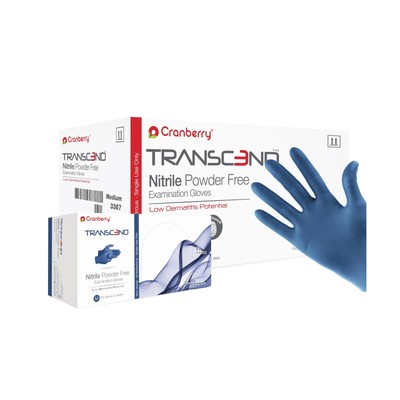 Cranberry Transcend Matte Blue Nitrile Exam Gloves, Case of 3000, Small, Fent...