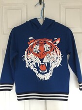 New Gymboree Boys Sweatshirt Hoodie with tiger in front S 5-6 blue