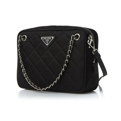Prada Re-Edtion Nylon Quilted Black Triangle Logo Crossbody