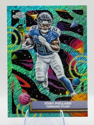 2025 Topps Chrome Cosmic Tony Pollard Aqua Equinox Refractor #/199 Titans #95
