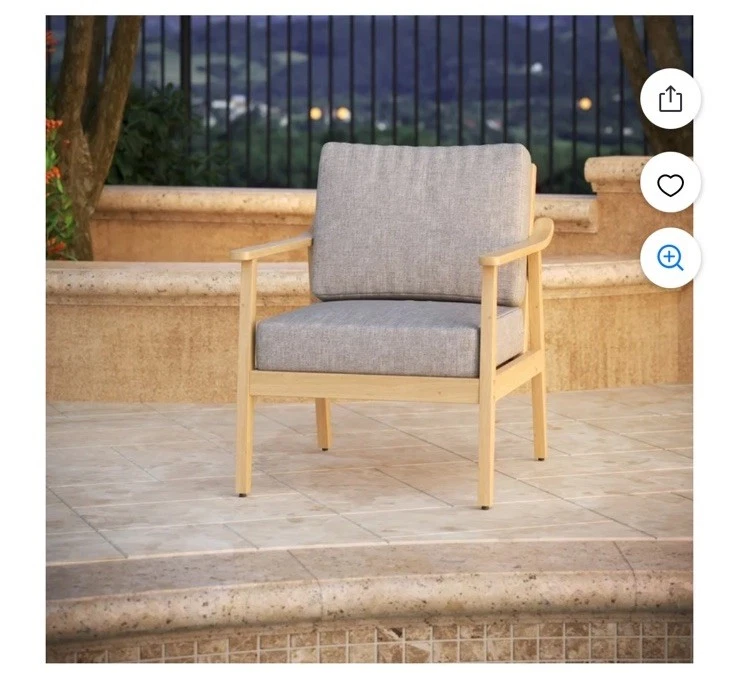 Ae 户外 Sunbrella 座椅和靠背休闲椅靠垫替换件 24 英寸 x 24 灰色 — 第 3/4 张图片