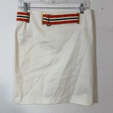 Vintage Ralph Lauren Skirt Womens Size 4 White Belted Black Label USA Union Made