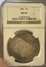 1886 $1 Morgan Silver Dollar NGC MS64 TONED