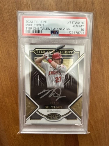 2023 Topps Tier One  Tier One Talent Autographs Mike Trout Silver Ink /10 PSA 10