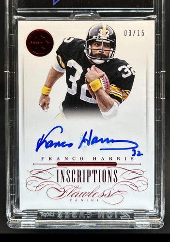 2015 Flawless Franco Harris Inscriptions Ruby Auto On Card /15 Steelers Read