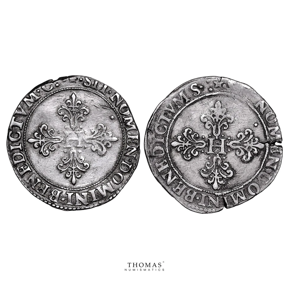 Lot of 2 coins - Henry III - Franc Col Fraisé - 1585 M Toulouse 1581 M Toulouse - Image 2 of 2
