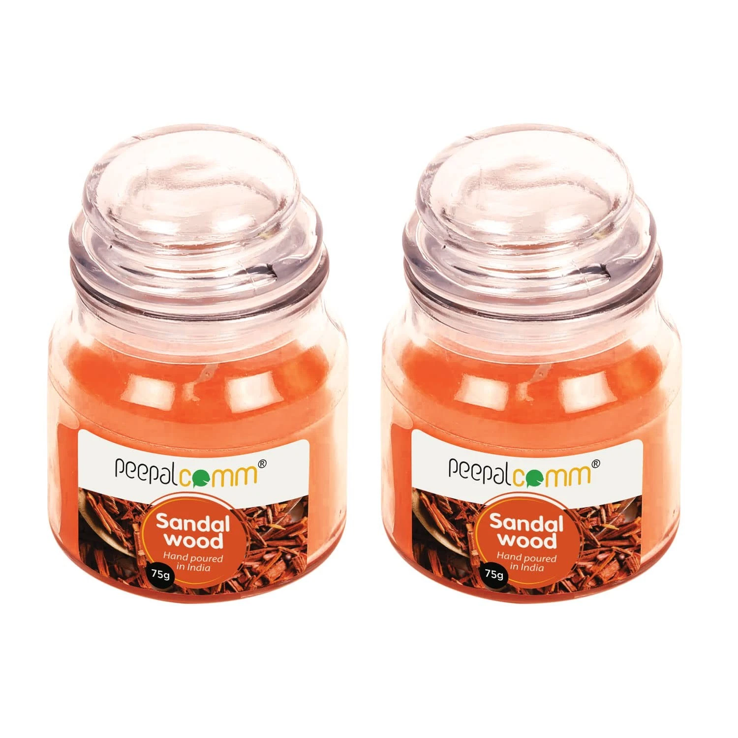 Peepalcomm Sandalwood Jar Candle 75gm Each Set Of 2