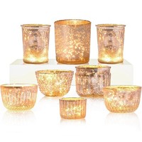 Teelichthalter Glas Gold Vintage Shabby Chic Kerzenhalter Tischdeko 8Er Set