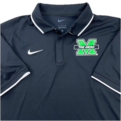 Marshall Thundering Herd Polo Shirt Men Small Black White Nike Dri Fit Golf