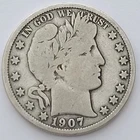 1907-P-Barber Half Dollar Silver Coin 90%  Silver Coin  V.G.