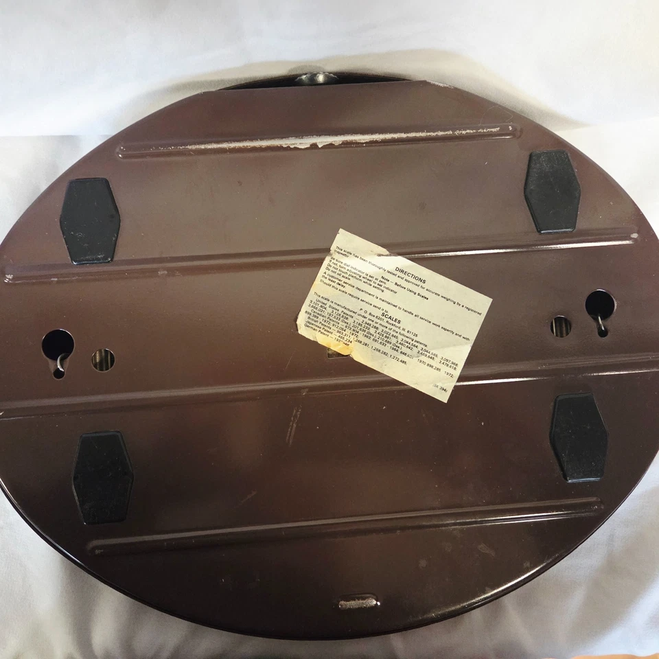 Báscula de baño consejero vintage años 70 Sears Roebuck marrón imitación cuero tejido Foto 4 de 4