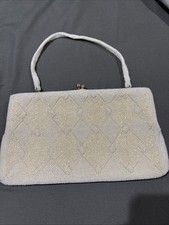 Richere Bag By Walborg White Heavy Beaded Evening Bag Prom Vintage Japan