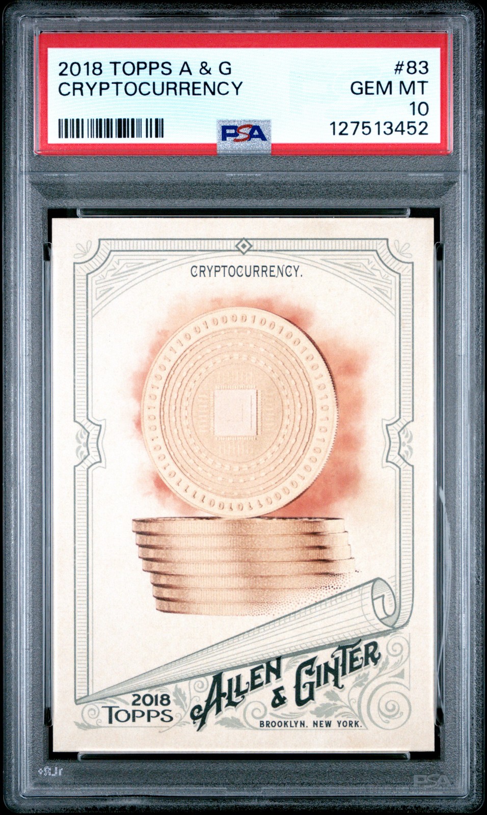 2018 TOPPS ALLEN & GINTER #83 CRYPTOCURRENCY PSA 10