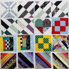 Lot Of  40 Orphan Quilt Blocks Various Designs & Cotton Fabrics: 8”-8.5” Square