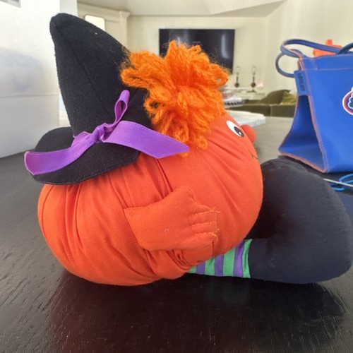 Peluche vintage Halloween Hallmark strega zucca 10" 1982 decorativo adatto ai bambini - Foto 5 di 7