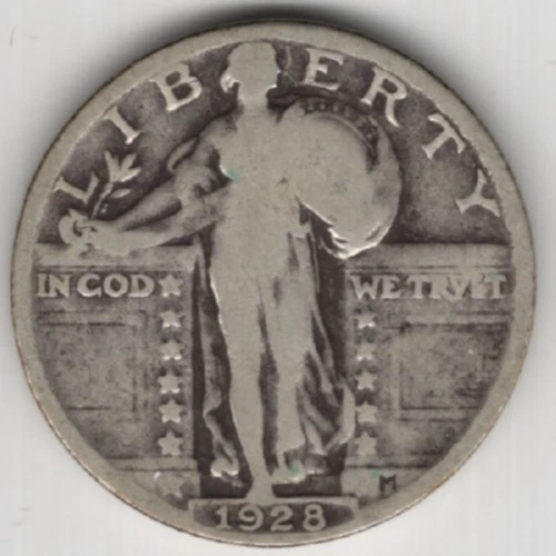 1928 STANDING LIBERTY QUARTER 25¢ COIN 90% SILVER UNITED STATES OF AMERICA USA