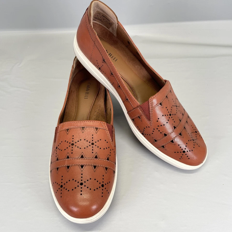 Zapatos planos Cobb Hill Bailee para mujer talla 7,5 marrón tostado cuero perfectos cómodos Foto 2 de 4