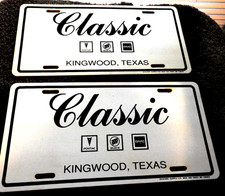 2-Kingwood TX Dealer Lic Plate Tags Thick Plastic Bd -Classic Pontiac Buick GMC