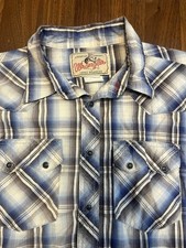 Wrangler Boys XXL 18-20 Blue White American Cowboys Long-sleeved Snap Shirt