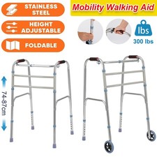 Folding Walking Frame Lightweight Walker Adjustable Zimmer Wheels Walking Aid