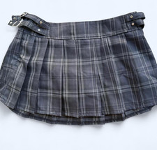 Pleated Mini Skirt New Without Tags Size Large Grey and White