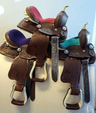 Popular Western Mini Pony Trail Barrel 10" Toy Souvenir 1st Saddle 5 Seat Colors