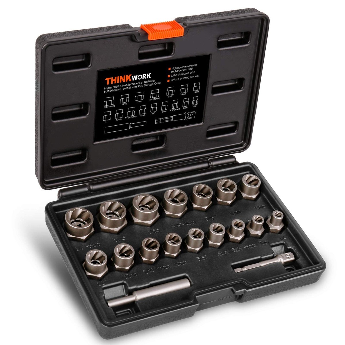 Extractor Socket Set CR - MO Nut Removal Tool for Various Mounting