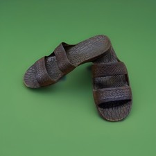 Pali Hawaii Brown Jesus Hawaiian Sandals Jandals Unisex Womens Size 10 Slides